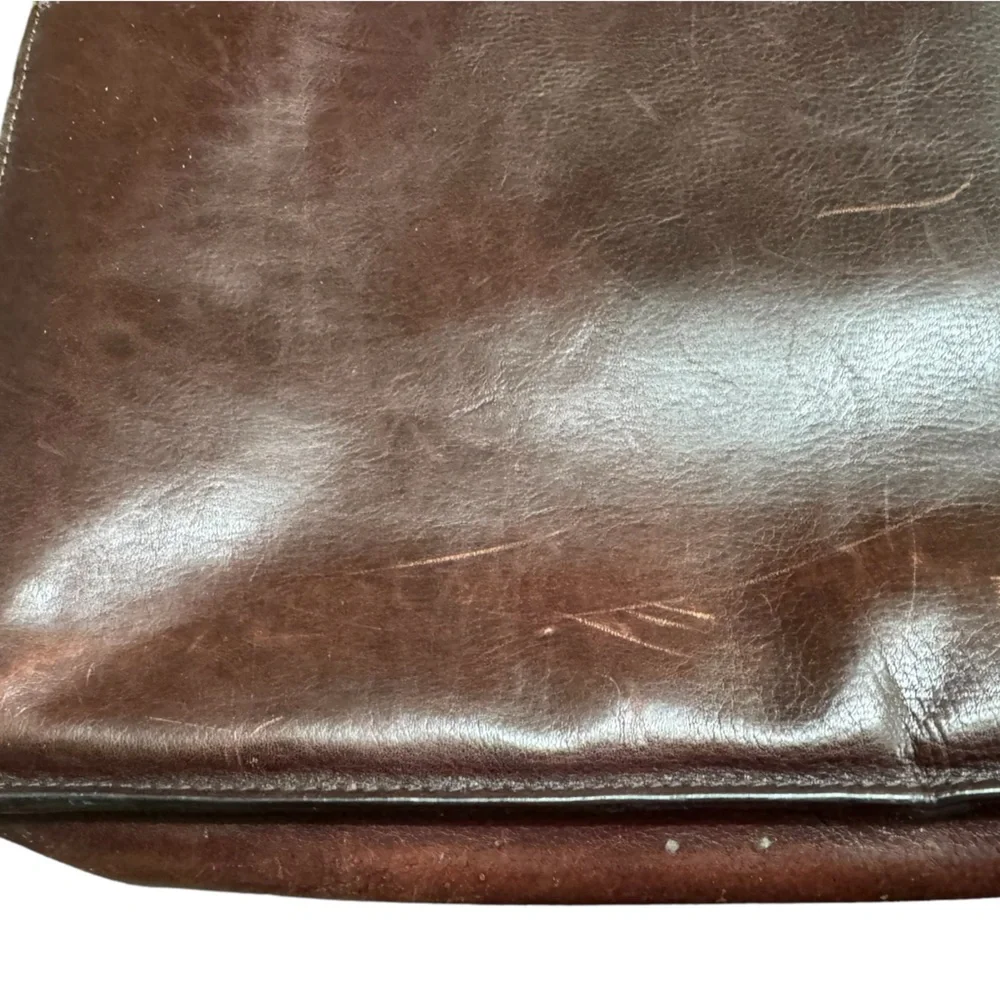 WORN Aged Brown High End WILSONS Leather Briefcase Lawyer Bag Pelle Studio